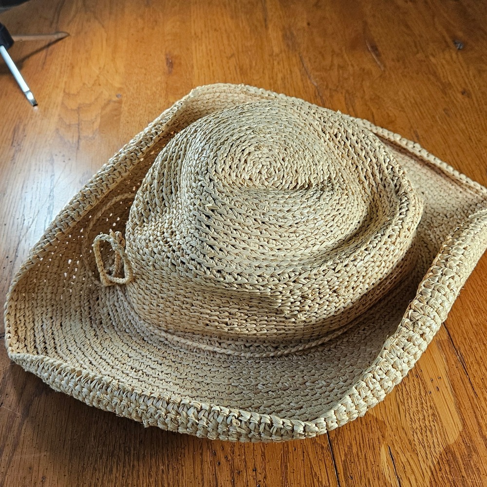 Orvis Straw Cowboy Hat Women's Natural Woven Western Sac-Hat Packable